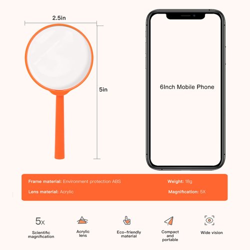 IRCHLYN Kids Magnifying Glasses 24 Pieces Mini Plastic Magnifier Colorful Hand Lens for Party Favors, Class Learning, Reading, Outdoor Exploration (8 Colors)