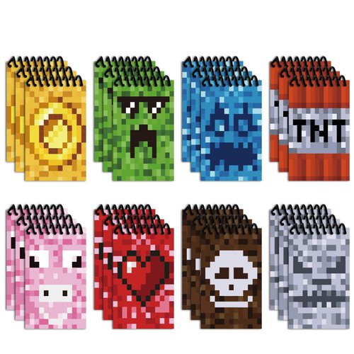 24 Pcs Multicolor Pocket Miner Style Notepads,Pixelated Themed Party Decorations,Classroom Supplies for Teachers,Boys Girls Mining Birthday Party Favors,Mini Notebooks For Kids' Parties (24 Pcs)