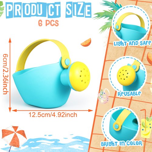 Gemscream 6 Pcs Watering Can Set Small Plastic Beach Watering Can Bath Toy Toddler Gardening Equipment Toy Soft Watering Pail for Girl Boy Beach Toys for Outdoor Beach Garden