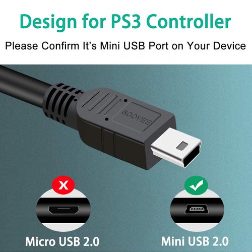 SCOVEE PS3 Controller Cord, 【2 Pack 10ft】 PS3 Charger Cable for Sony Playstation 3 / PS-3 Slim SixAxis Controller,PS3 Charging Cord,PS3 Charging Cable,PS Move DualShock 3 Remote Charge Wire