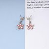 Sttiafay Vintage Pink Crystal Flower Earrings Butterfly Flower Drop Earrings Silver Rhinestone Butterfly Stud Earrings Pink Gemstone Butterfly Earrings Jewelry for Women