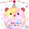 BSTAOFY Light up Music Happy Birthday Teddy Bear Soft Plush Pillow Birthday Stuffed Animal Bear Birthday Gift for Toddler Kids Girls, 14''