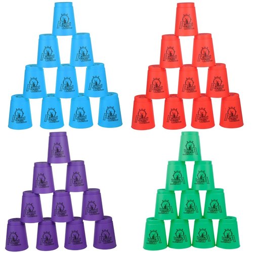 Cibolar Sport Stacking Cups, 48pcs Sports Stacking Cups Training Games for Travel Party Challenge Competition Gift for Kids and Adults, Blue+Green+Orange+Purple