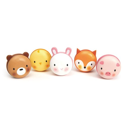 Tender Leaf Toys - Animal Macarons - 5 Wooden Animal Themed Macarons for Tea Party, Small Toys for Goodie Bags - Creative and Imaginative Fun Play Food for Kids - Age 24M+