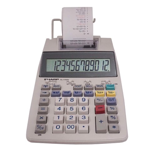 Sharp EL-1750V Two-Color Printing Calculator 2 Lines/Sec 3" Black/Red