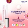 Blossom Lip Oil with Olive Oil + Grape Seed Oil, Moisturizing and Hydrating Shimmer Sparkle, Infused with Real Flowers, 3g, Watermelon