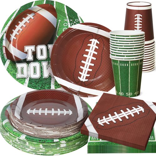 OTTPOOM Football Party Supplies 96PCS Football Plates and Napkins Set Disposable Superbowl Theme ...