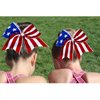 Whaline 4th of July Glitter Cheer Hair Bows 8 Inch Patriotic Cheerleader Hair Bows with Elastic Ponytail Holder Stars and Stripes Hair Tie Band Independence Day Hair Accessories for Teens, 4Pcs