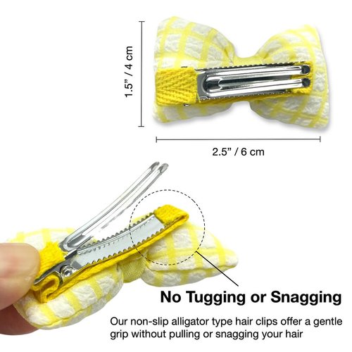 Bow Hair Clips for Girls - 8 Pack Yellow Cute Toddler Hair Clips, Barrettes & Bows, Alligator Lined Snap Clips, Baby Girls Hair Accessories for Little Kids, Children & Teens