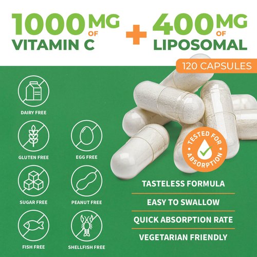ForestLeaf Liposomal Vitamin C 1000mg Capsules - High Absorption Fat Soluble Vit C, Immune Booster with MCT Oil and Sunflower Lecithin, Powerful Antioxidant vitamin c Supplement, 120 Vegan Pills