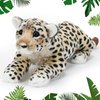 RoundFunny 15'' Tiger Stuffed Animal, Stuffed Tiger Leopard Lion Animal Plush Toys Realistic Tiger Plush Gifts Leopard Lion Tiger Pillow Jungle Stuffed Animals for Boys Girls Animal Parties (Leopard)