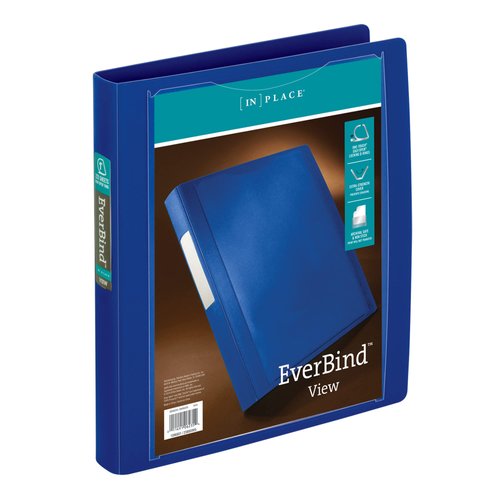Office Depot® Brand EverBind View Binder with One-Touch EasyOpen Locking D-Ring, 1" Rings, Blue