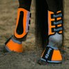 HORZE High-Visibility Reflective Neoprene Horse Bell Boots for Nighttime Horseback Riding - Orange - M
