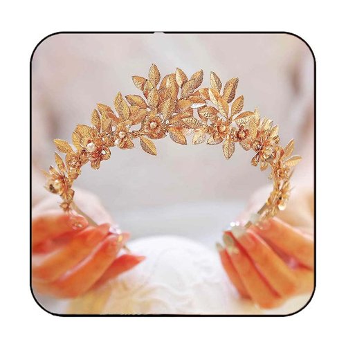 Yean Gold Leaf Crown Wedding Headband Leaves Bridal Headpiece Flower Festival Hair Accessories for Women and Girls (Gold)