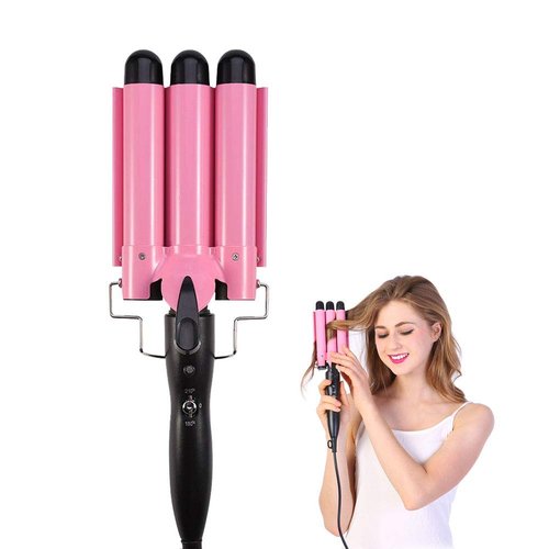Hair Curling Roll Ceramic Iron,Temperature Adjustable Portable 3 Barrels 4 Size Iron Wand Curler DIY Curly Hair Styling Tools(22mm)