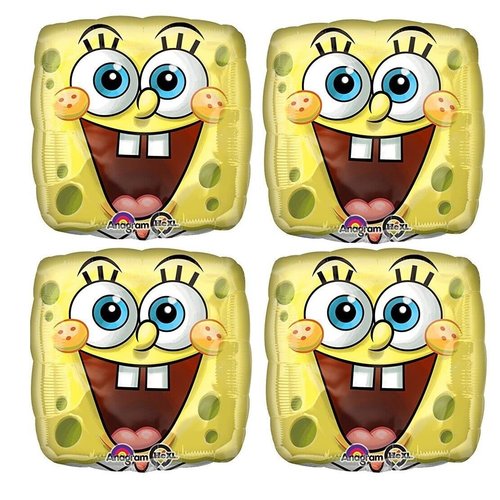 Anagram Foil Balloons for SpongeBob Birthday Party Supplies Balloon Bouquet Decorations, Multicolored Officially Licensed