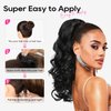 REECHO Ponytail Extension, 18 inch Drawstring Ponytail Hair Extensions Long Curly Wavy Clip in Pony Tail Synthetic Hairpiece for Women, Black Brown