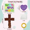 Haooryx 24 Pack Prayer Cross Trees Craft Kit Make Your Own Cross Tree Hanging Ornaments DIY Thankful Craft Supplies for Kids Faith Trust Love Religious Sunday School Church Party Decor