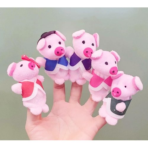 This Little Piggy Finger Puppets for Kids, 5 Pack Plush Finger Puppets Toy, This Little Pig Nursery Rhyme Finger Puppet, Storytelling Theater Role Play, Bedtime Story for Toddlers