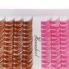 Hannahool Colorful Cluster Lashes Extensions Mixed Brown/Rose red Color Individual False Eyelashes 144 Clusters Wide Stem Volume Color Eyelashes Beauty Tools (12mm)
