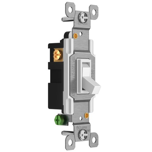 ENERLITES Toggle Light Switch, 3-Way or Single Pole, 15A 120-277V, Grounding Screw, Residential Grade, UL Listed, 83150-W-10PCS, White (10 Pack)