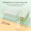 DOQAUS Ice Cube Tray with Lid and Bin, 4 Pack Silicone Plastic Ice Cube Trays for Freezer with Ice Box, Ice Trays with Ice Container, Stackable Ice Tray with Storage Ice Bucket Kits,Ice Tong,Ice Scoop