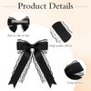 Giantree 2 Pcs Black Lace Hair Bow Clips for Women, Cute Lace Hair Bows Clips with Long Tail Ribbon for Wedding Halloween Gothic Dress Decor Accessories Gift