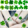 FANRUI 48 PCS 3D Shamrock Temporary Tattoos For Kids Adults Irish Party Favor Accessories, St. Patrick's Day Tattoos Stickers Women Men, Saint Patricks Day Tattoo Lucky Green Four Leaf Clover Decals
