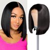 12inch Bob Wig Human Hair 13x4 Straight Lace Front Wigs Wear and Go Glueless Human Hair Bob Wigs Pre Plucked with Baby Hair Straight Bob Frontal Wigs for Black Women Natural Color