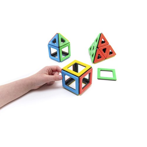 Polydron Kids Magnetic Educational Construction Set - Multicolored - Development Creative Building Kit - Geometry 3D Toy - 3+ Years - Pack of 32
