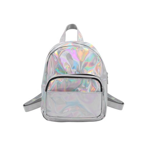 MOSSTYUS Small Holographic Rainbow Shoulder Bag Metallic Satchel Shiny Travel Daypack for Women Men Lady