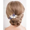 Missgrace Bride Wedding Crystal Pearl Leaf Rhinestones Hair Comb Blue Purple Bridal Hair Pieces Rhinestone Bridal Hair Clip Flower Hair Side Combs Wedding Hair Accessories for Brides Women (Silver Blue)