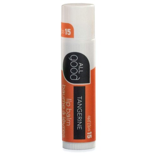 All Good SPF 15 Lip Balm for Soft Smooth Lips - Calendula, Lavender, Olive Oil, Beeswax, Vitamin E | Zinc Oxide Sun Protection (Tangerine)