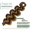 Long Tape in Hair Extensions Soft Silky 24" #4/27 Medium Brown with Strawberry Highlighted Balayage Remy Human Hair 70g 20Pcs/Pack Body Wavy Seamless Skin Weft Glue in Extensions