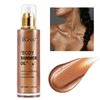 Body Shimmer Oil 100ml, Moisturizing Long Lasting Body Luminizer Face Brighten, Waterproof Liquid Illuminator Body Glow, Shimmer Body Glitter Oil Highlighter Summer Glowing Makeup (#03 Bronze Gold)