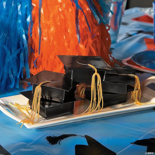 Mortarboard Graduation Cap Shaped Treat Box - Set of 12 - Graduation Party Supplies
