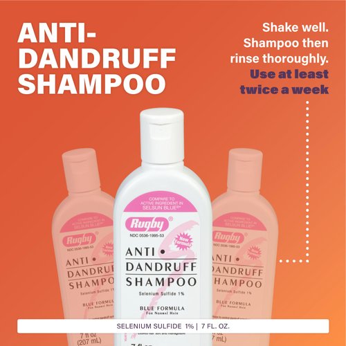 Rugby Selenium Sulfide Anti-Dandruff Shampoo - Blue Formula for Normal Hair - 7 Oz