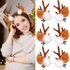 6Pcs Christmas Hair Clips for Women Brown Reindeer Antler Hair Clips Cute Pompom Small Deer Ear Claw Clips for Thick Thin Hair Accessories for Girls Hair Styling Decorations (Brown)