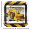 Creative Converting Construction Birthday Zone Square Foil Paper Dessert Plates (8Count), 7"