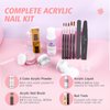 Saviland Acrylic Nail Kit - Big Capacity 30g Clear Pink White Acrylic Powder and Liquid Set 120ml for Acrylic Nails Extension, Beginner Nail Kit for Nail Art Designs Home DIY