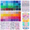QUEFE 2350pcs, 64 Colors, Pony Beads for Bracelet and Necklace Making, Rainbow Craft Beads and Elastic Strings Kit, Letter Beads Set for Girls
