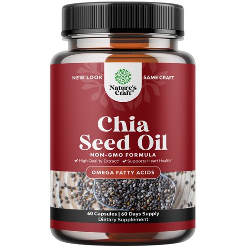 Chia Seed Oil Extract Capsules - Plant Based Omega 3 6 9 Supplement and Daily Fiber Capsules for Adults Digestive Support Immunity and Heart Health - Omega 3 Fatty Acids Supplement for Men and Women
