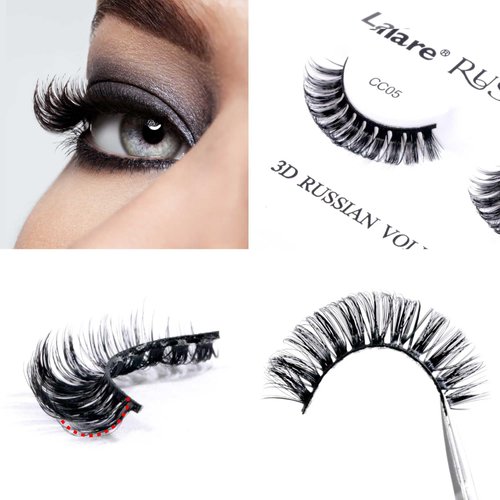 Laflare 3D False Eyelashes Russian volume Strip Lashes | Fluffy, Wispy, Lightweight | Faux Mink Eyelashes Extension C Curl Wispy Handmade Soft Reusable 3 Packs Value Combo. (FCC05X3C)