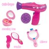 MEGAFUN Little Girls Beauty Hair Salon Toy Kit with Toy Hairdryer, Mirror & Other Accessories, Fashion Pretend Makeup Set for Kids