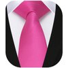 HISDERN Hot Pink Ties for Men Solid Color 2.17'' Skinny Slim Tie Formal Business Fushia Neckties Classic Woven Satin Wedding Necktie