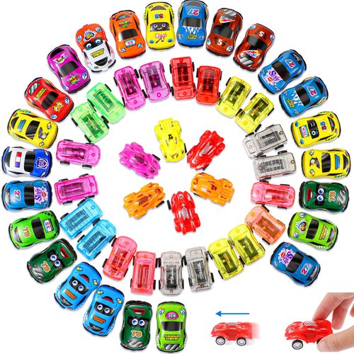 Chalyna 100 Pieces Bulk Toy Cars Party Favor for Kids Carnival Prizes Mini Pull Back Cars Race Cars Plastic for Classroom Rewards Birthday Party Cake Toppers Supplies(Pull Back Car Style)