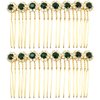 PRETTYLIFE Bridal Crystal Side Combs for Hair 2 Pieces Wedding Flower Alloy Rhinestone French Hair Pins Accessories for Women Girls (Dark Green)