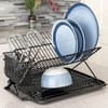 Better Houseware Cutlery Drying Basket with Hooks - Black Coated Steel Wire - 3 Compartments - Fits Most Dish Racks - Utensil Drying Rack for Sink