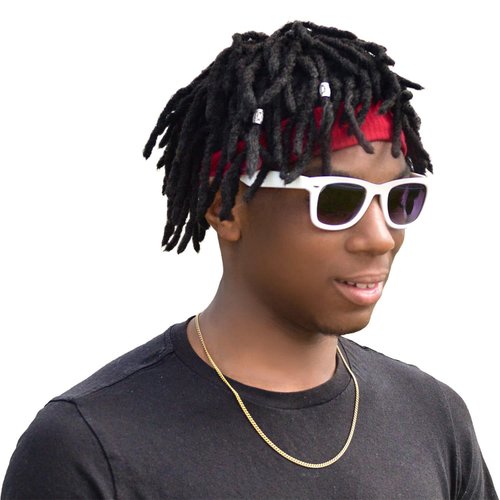 Braided Wig with Red Headband comes with three Hair Rings Silver Hip-Hop Sporty for Costume Black Wig Cap Unisex Dreadlock Wig
