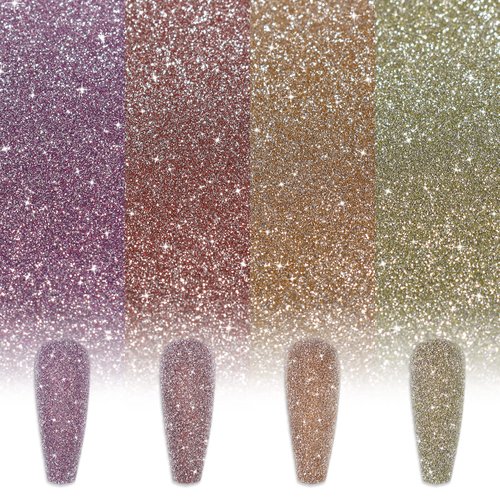 Laza 8 Colors Korea Diamond Nail Powder Sparkling Crystal Glitter Holographic Nail Dust Laser Silver Bright Shining Flakes for Acrylic Nails Polish Nail Art DIY Decoration - Shine Rainbow